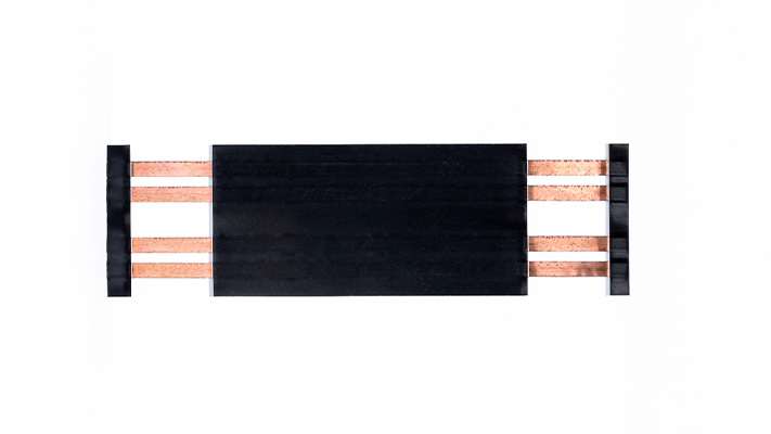 FFC prepared for direct solder to PCB with black insulation